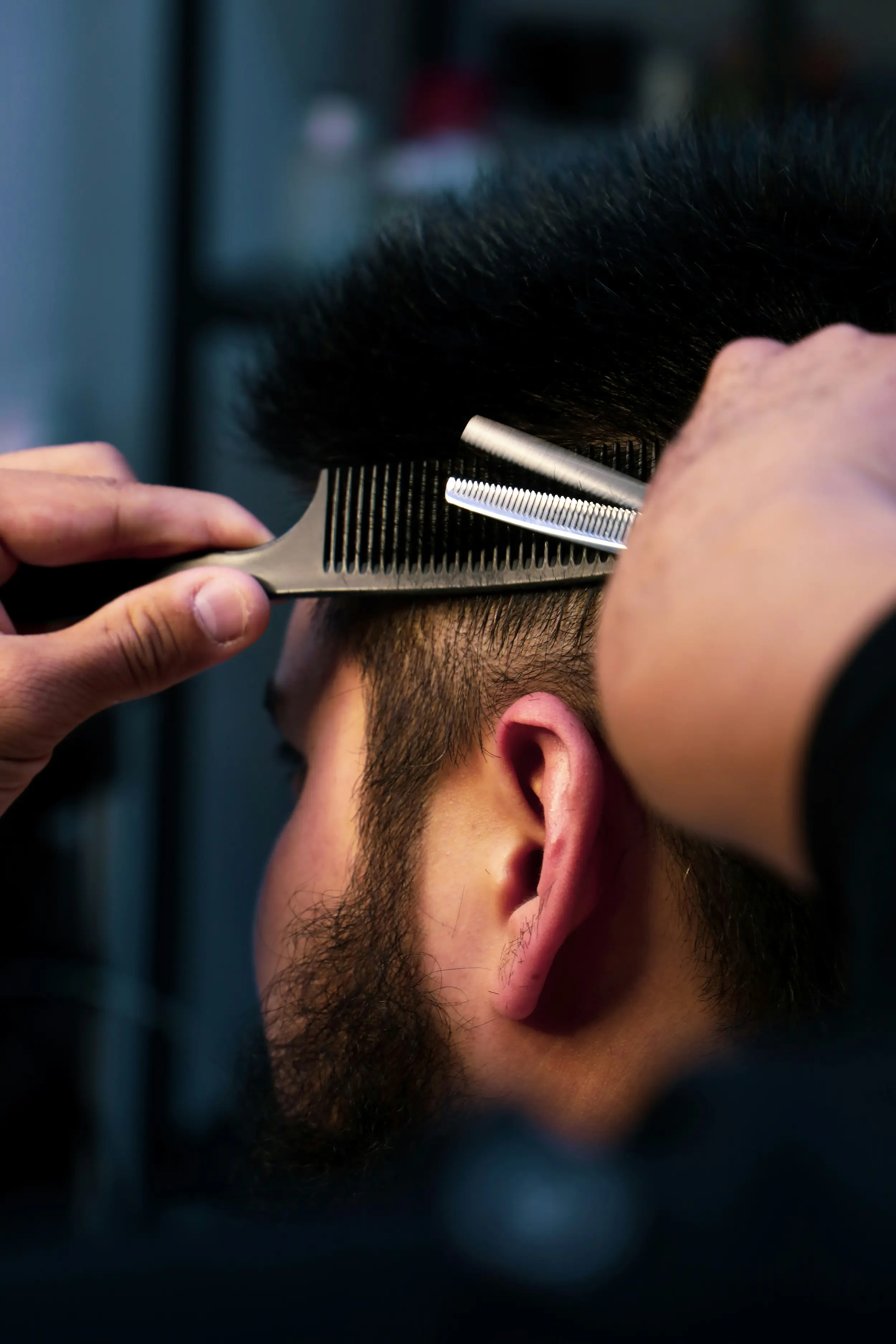 Beard trim and razor lineup at Clipper Craft Barbershop in West Edmonton